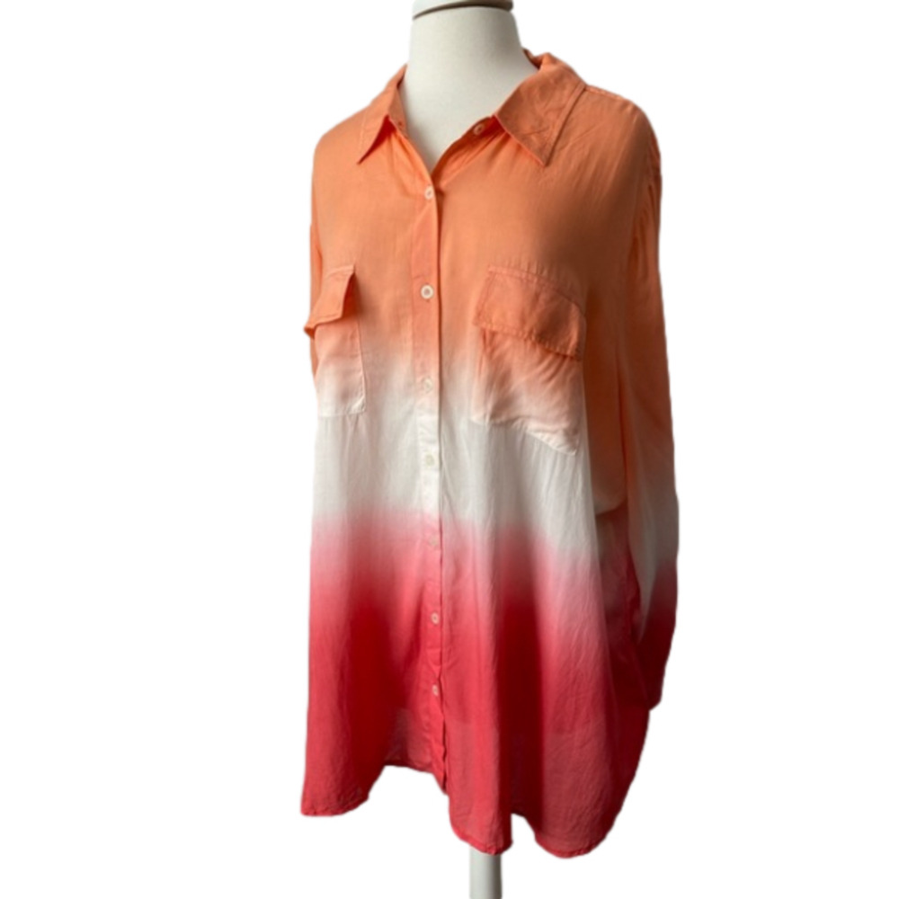 Denim 24/7 NWOT Button Down Rayon Tunic Shirt Women's 28W Beach Boho Colorful